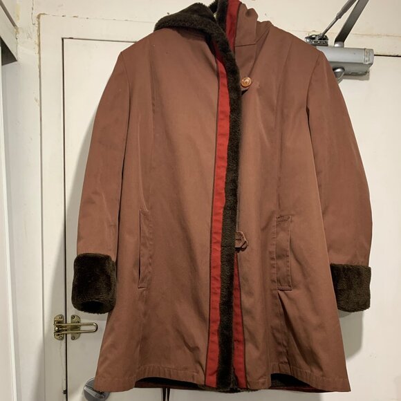 VINTAGE LONDON FOG SHERPA LINED HOODED TRENCH COATS SIZE M - Picture 2 of 10